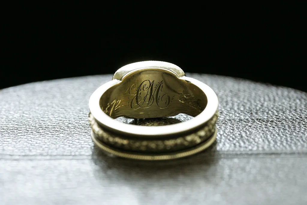 Black Enamel Memorial Locket Ring