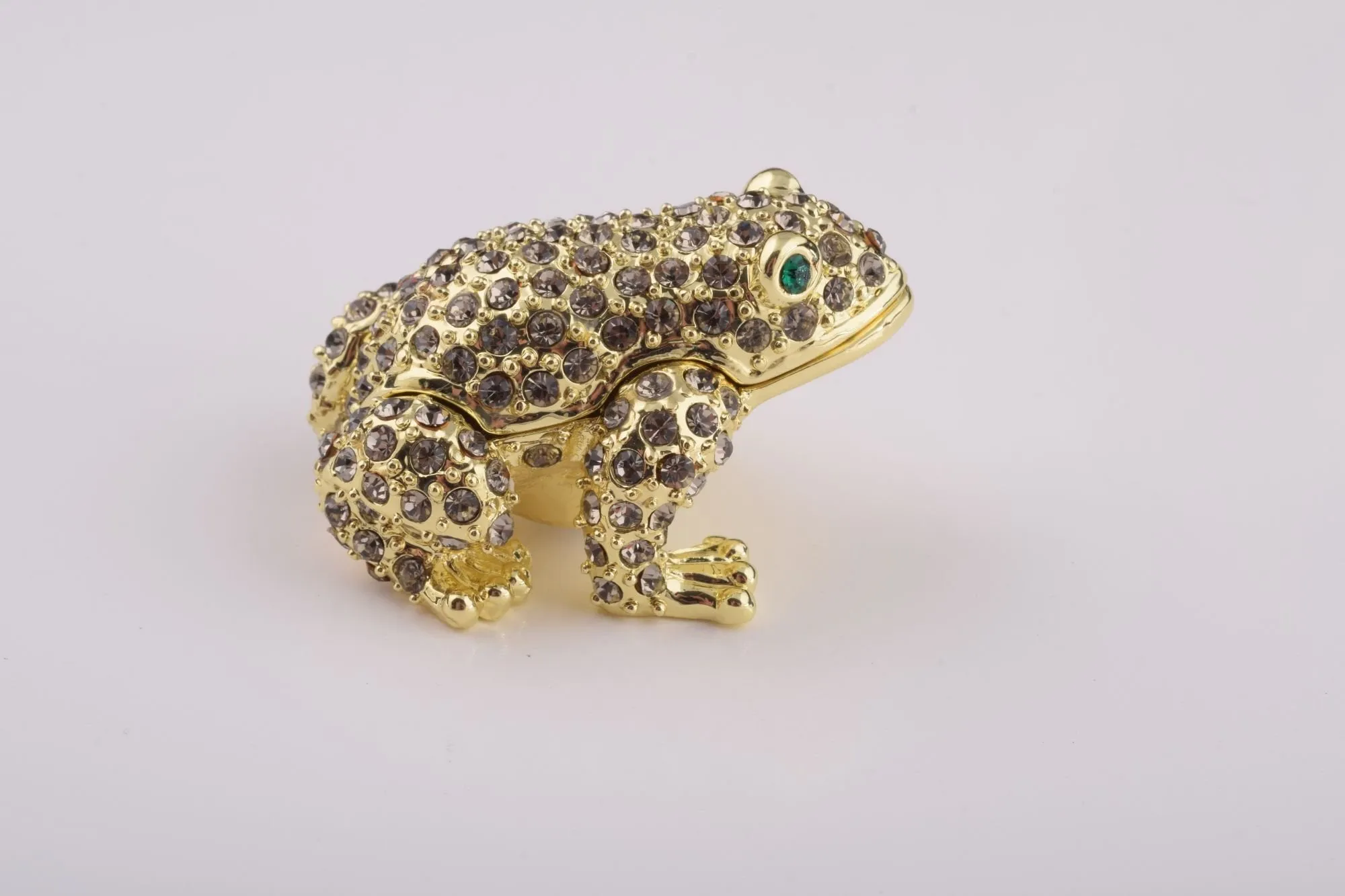 Black Faberge Egg with Silver Frog Surprise Inside
