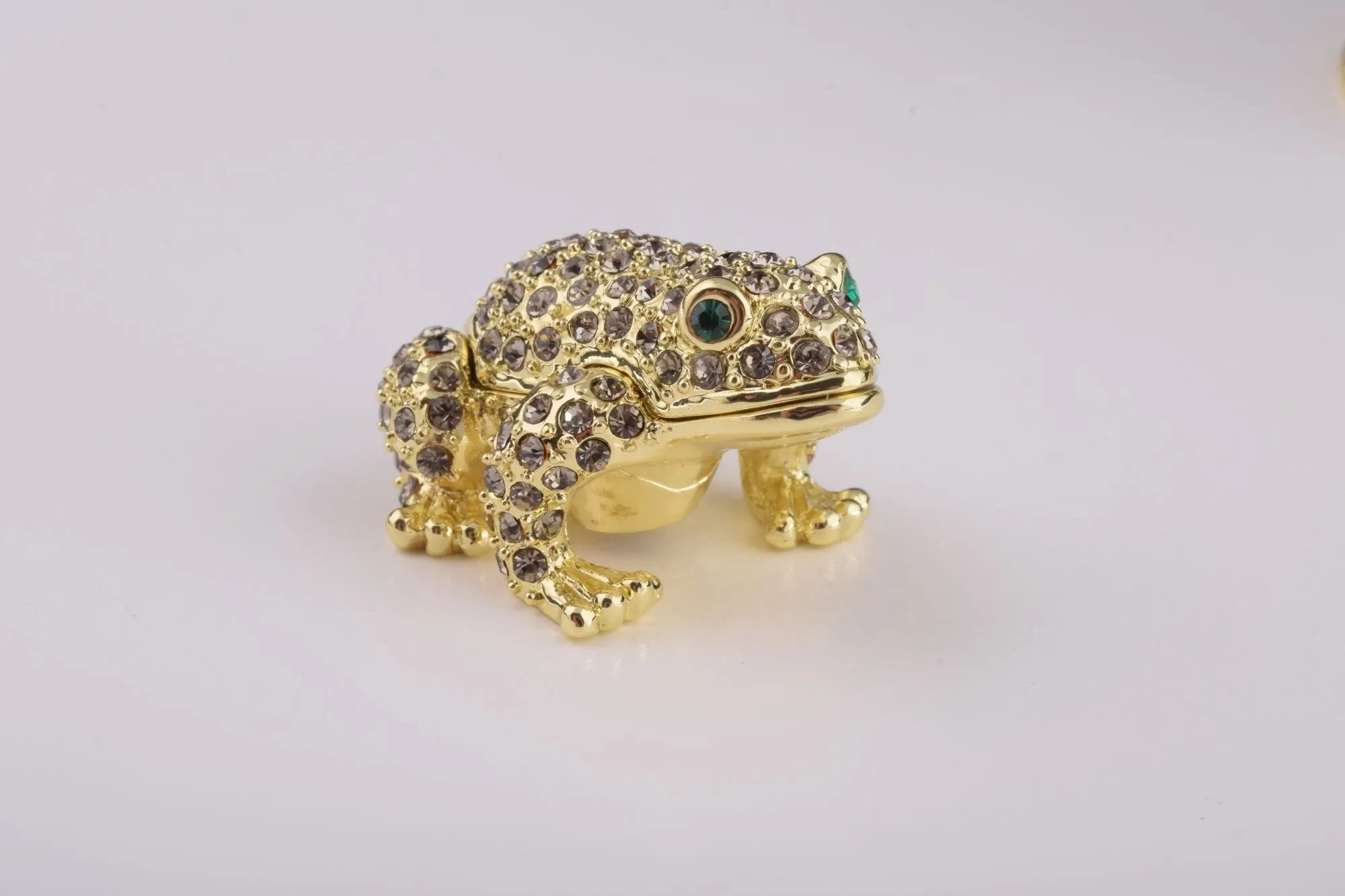 Black Faberge Egg with Silver Frog Surprise Inside