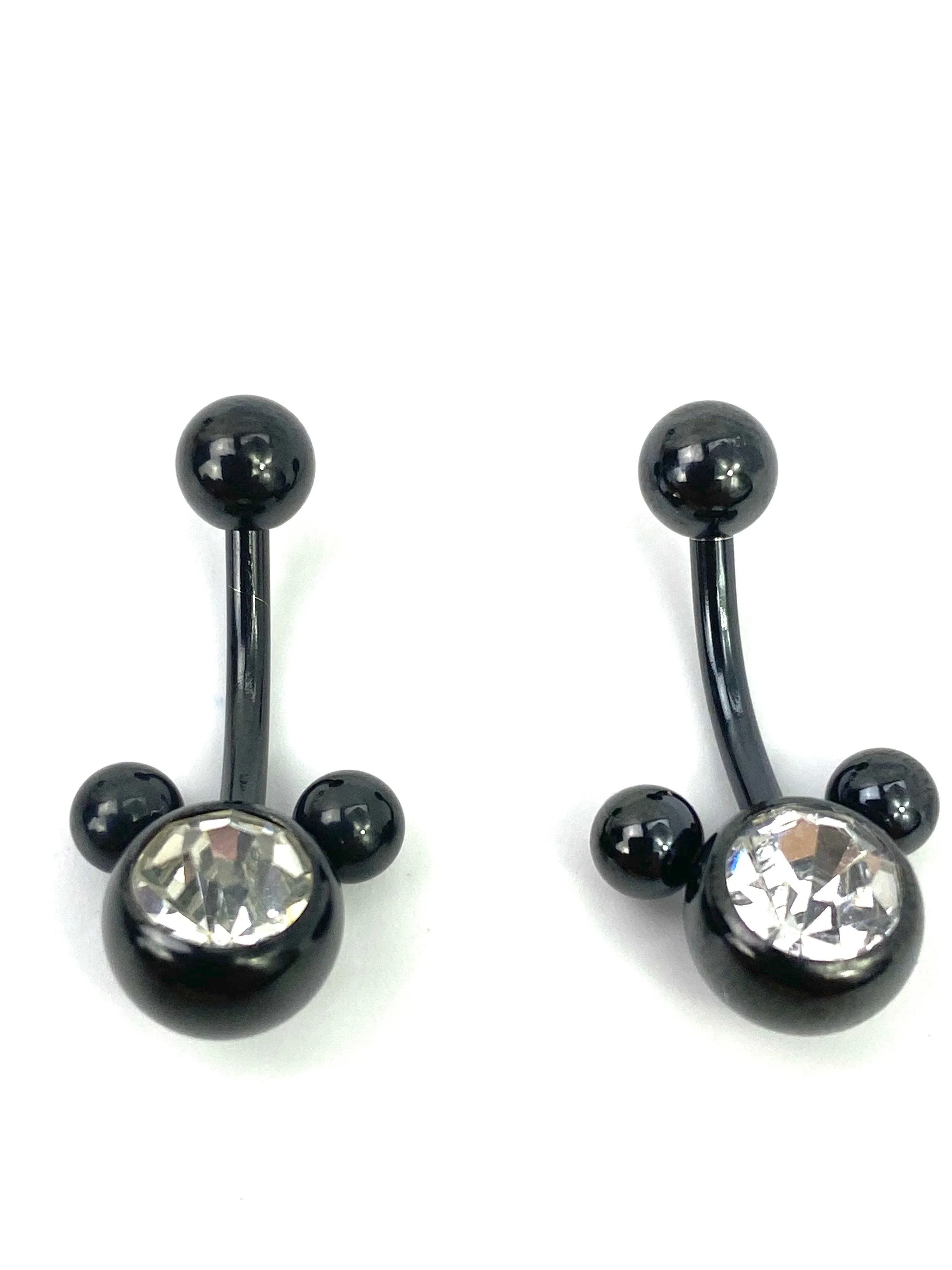 Black Mickey Mouse Belly Ring w/ Gem  SKU#NBR001-2