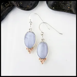 Blue Agate Trinity Knot Earrings