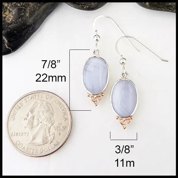 Blue Agate Trinity Knot Earrings