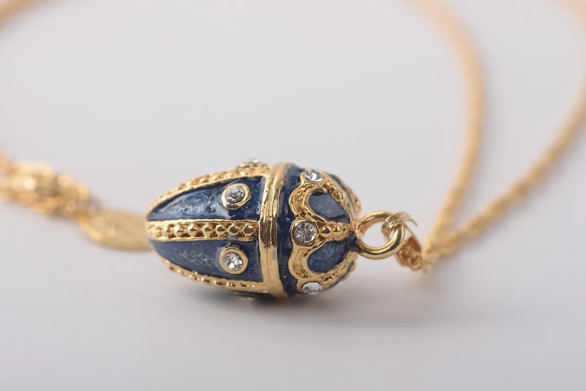 Blue & Gold Egg Pendant Necklace