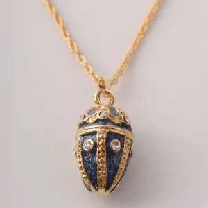 Blue & Gold Egg Pendant Necklace
