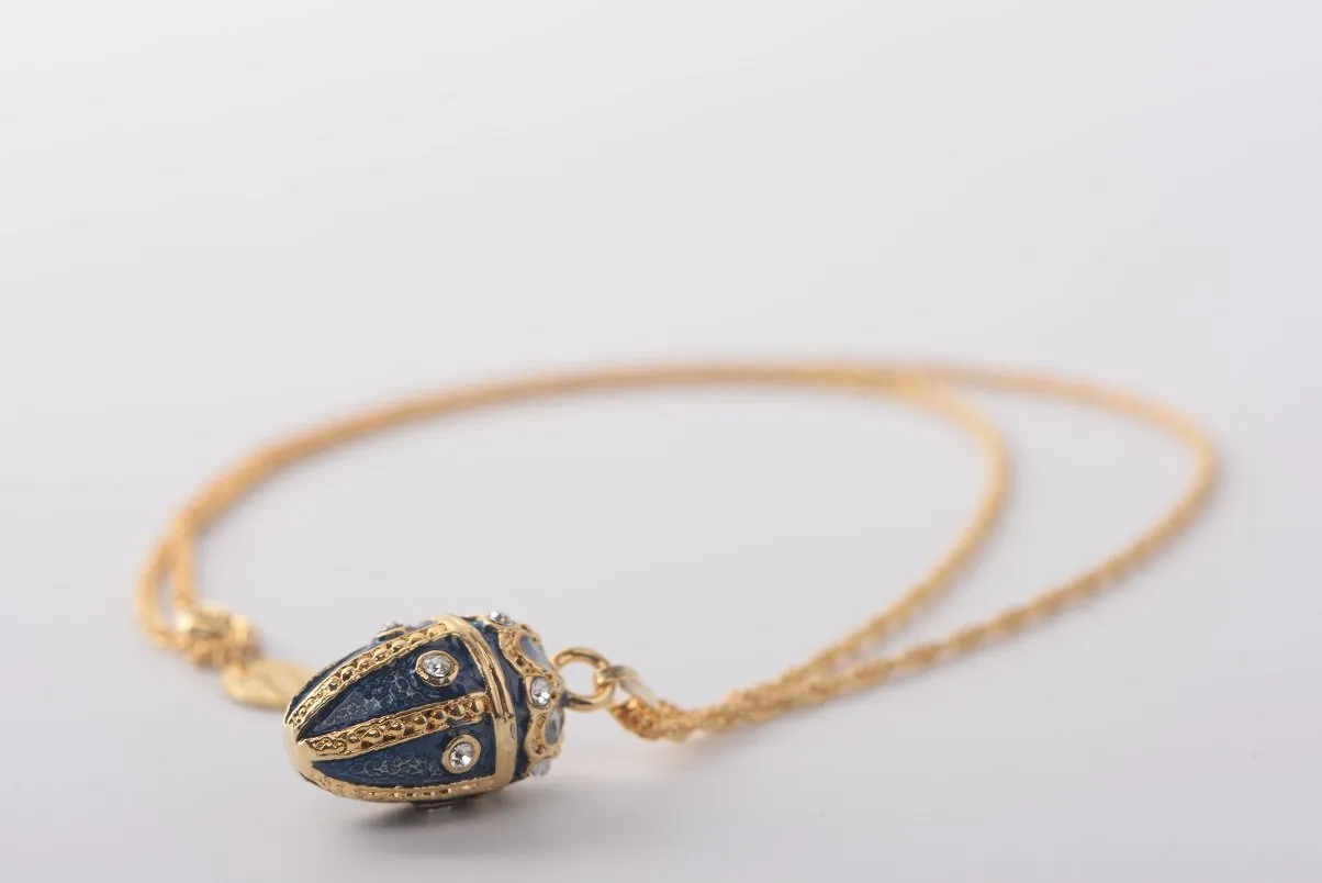 Blue & Gold Egg Pendant Necklace