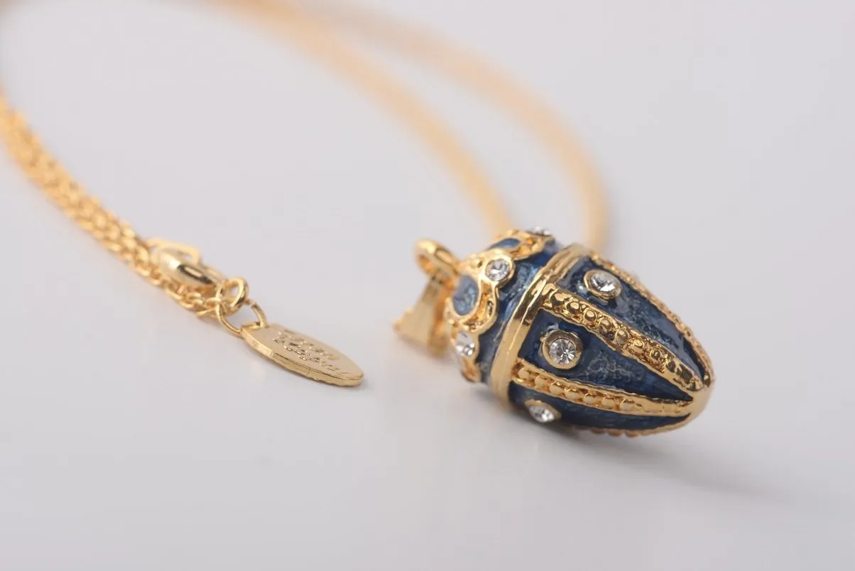 Blue & Gold Egg Pendant Necklace