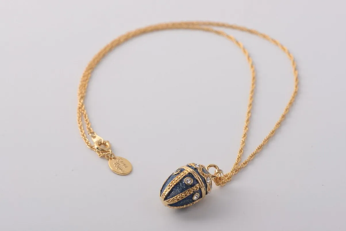 Blue & Gold Egg Pendant Necklace