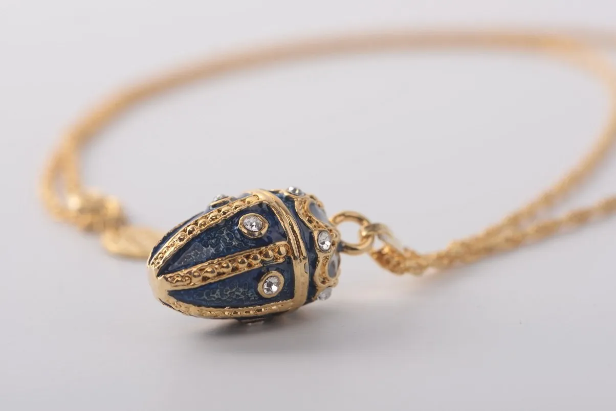Blue & Gold Egg Pendant Necklace