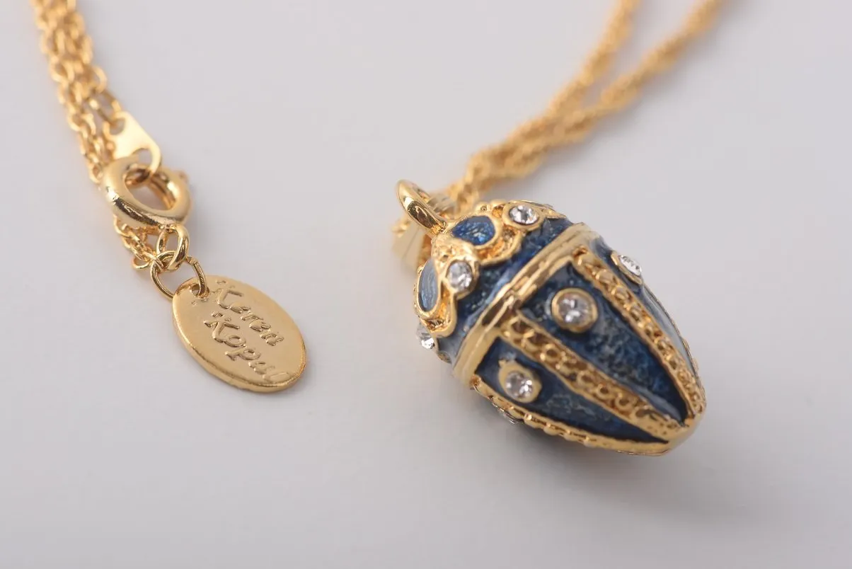 Blue & Gold Egg Pendant Necklace