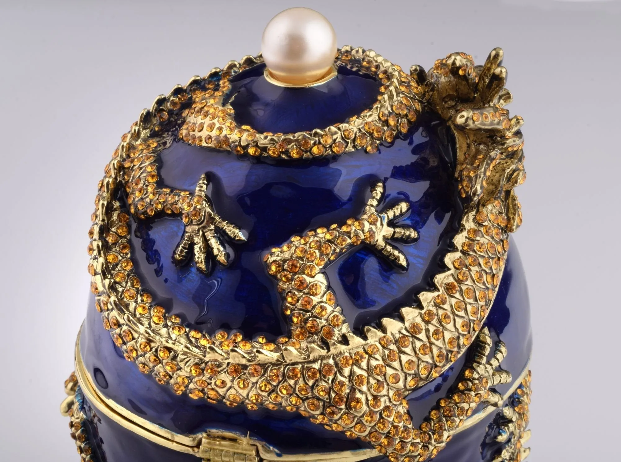 Blue Faberge Egg with Dragon Music Playing Egg