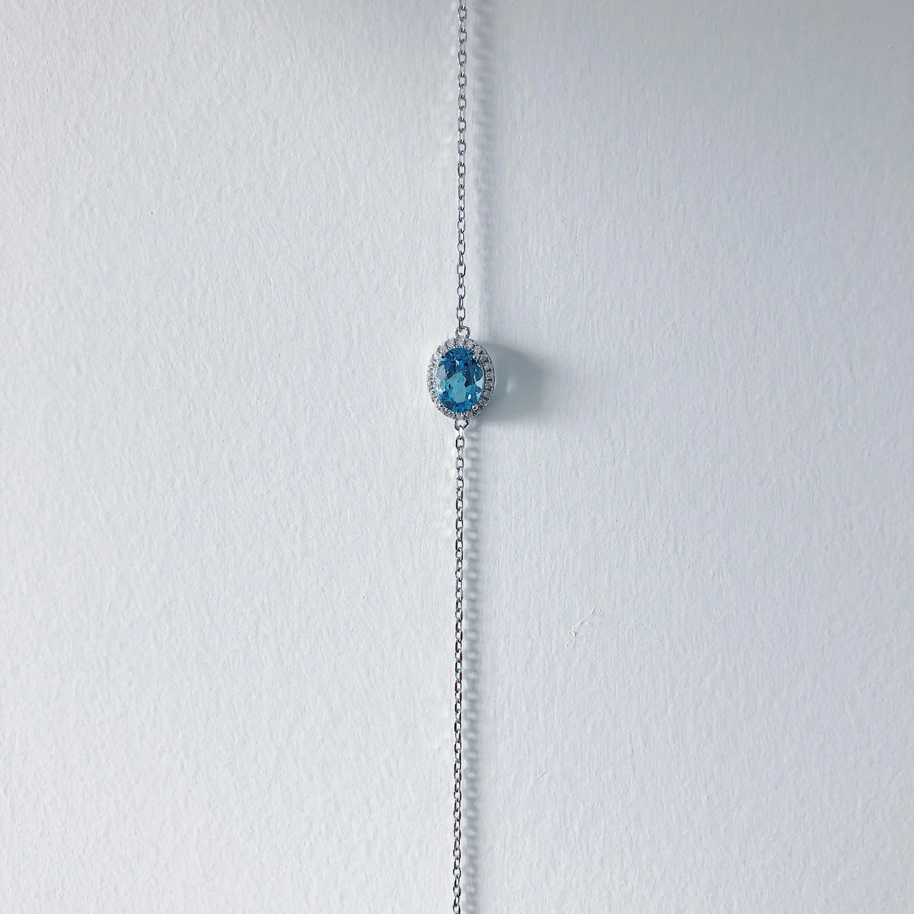 Blue Topaz Bracelet | 925 Sterling Silver | Cubic Zirconia Side Stones