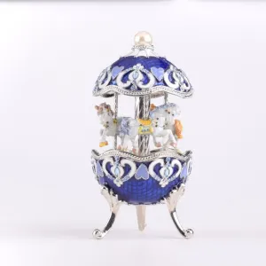 Blue Wind up Musical Carousel