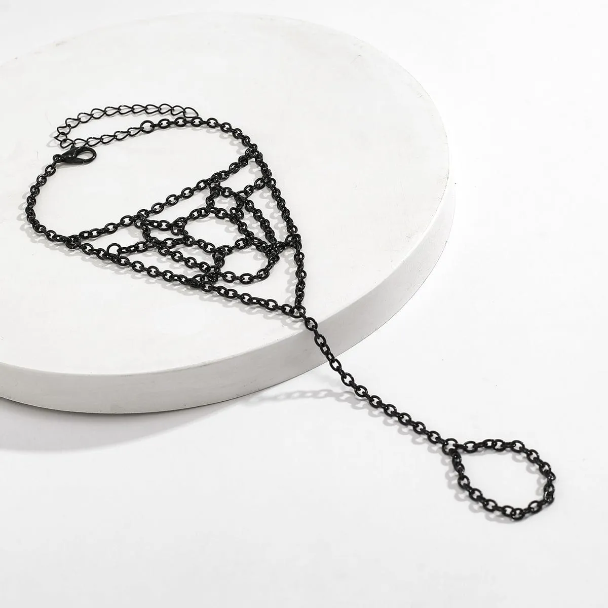 Boho Cobweb Finger Ring Chain Bracelet