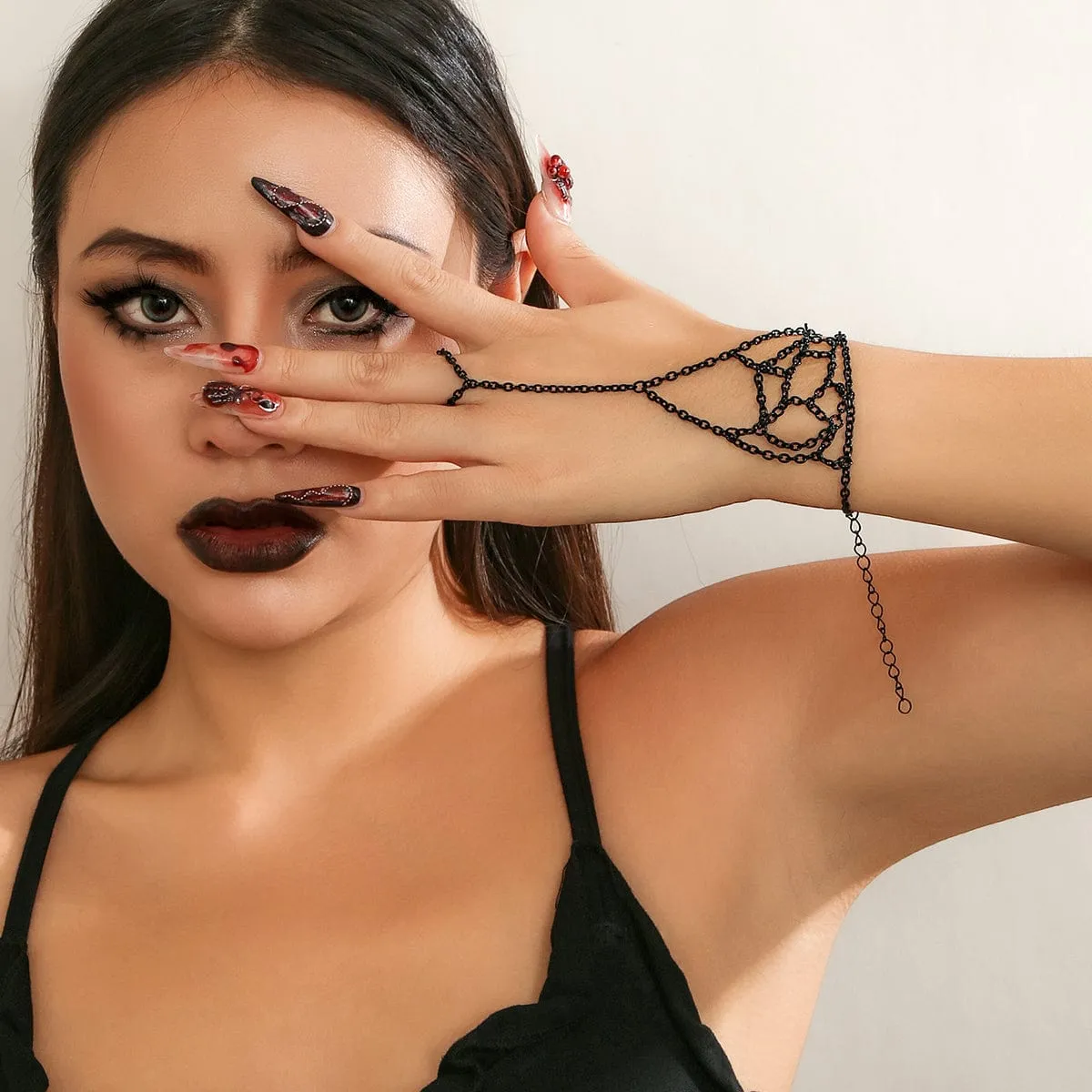 Boho Cobweb Finger Ring Chain Bracelet