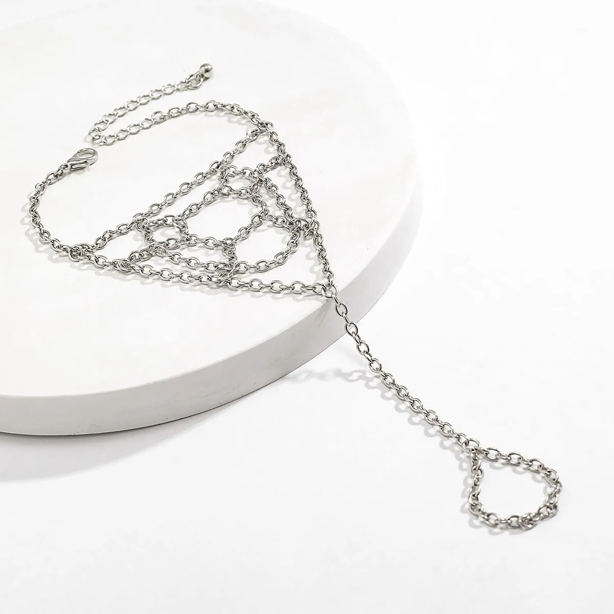 Boho Cobweb Finger Ring Chain Bracelet