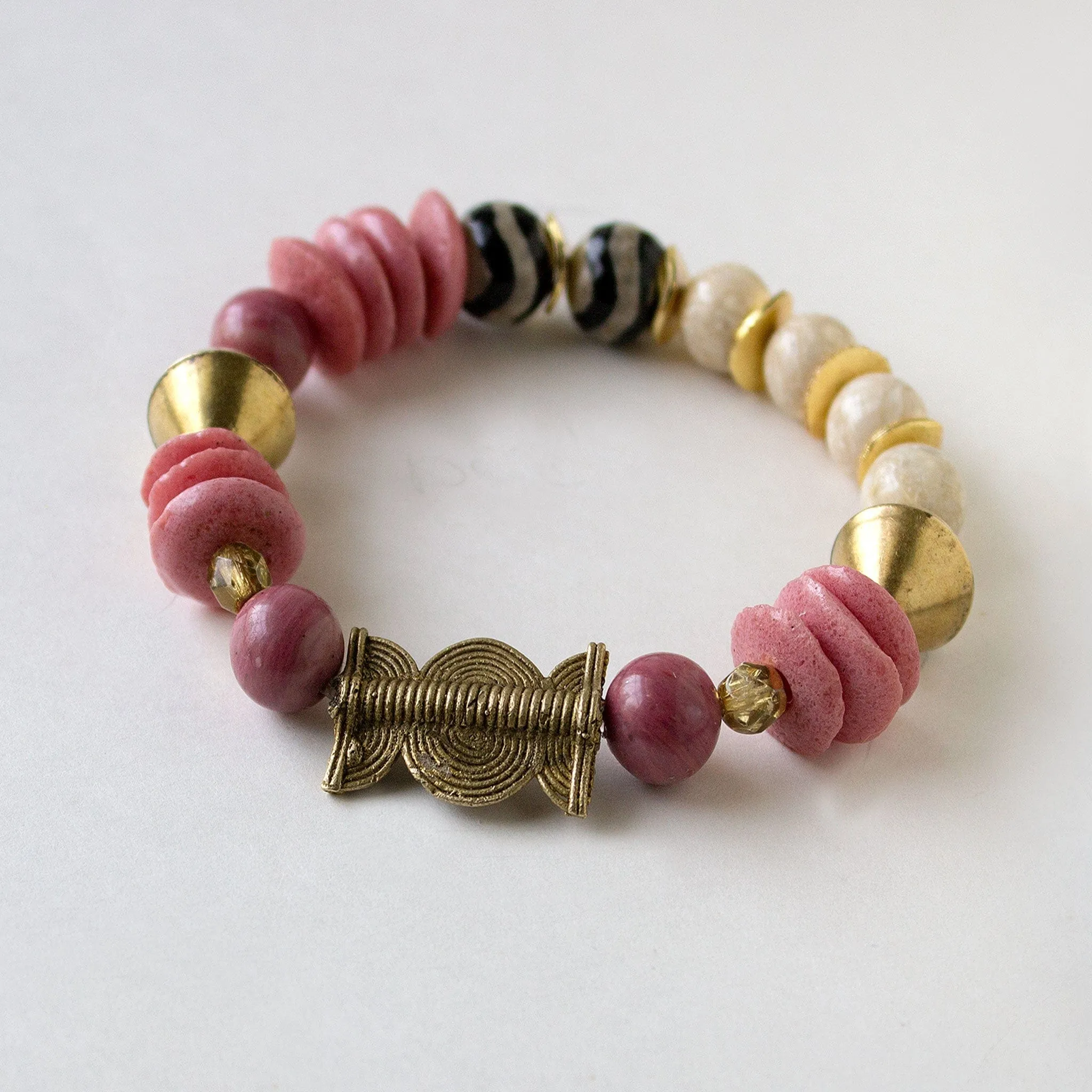 Brass Multi Pink Gem bracelet