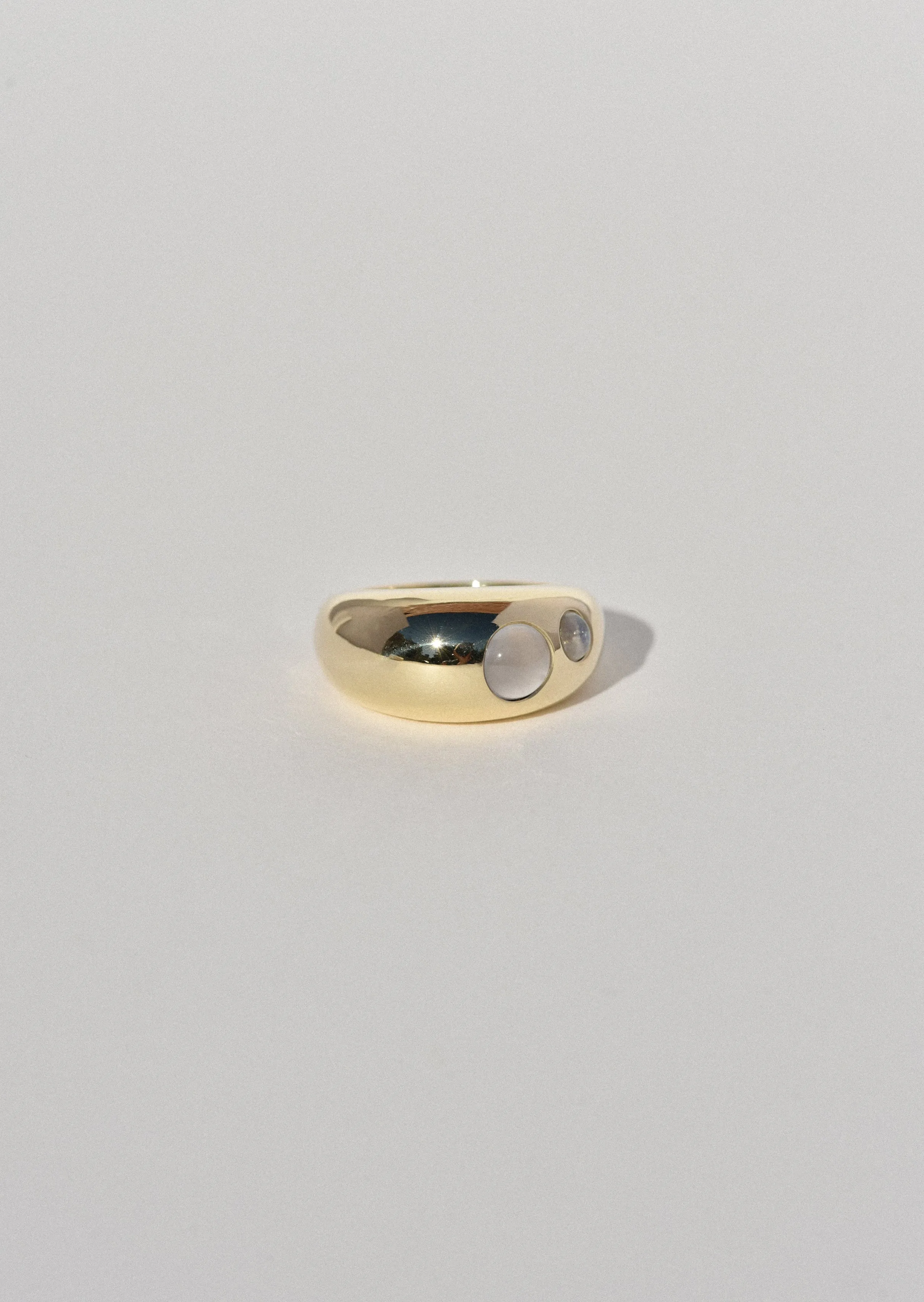 Brass Pebble Ring- Chalcedony and Moonstone