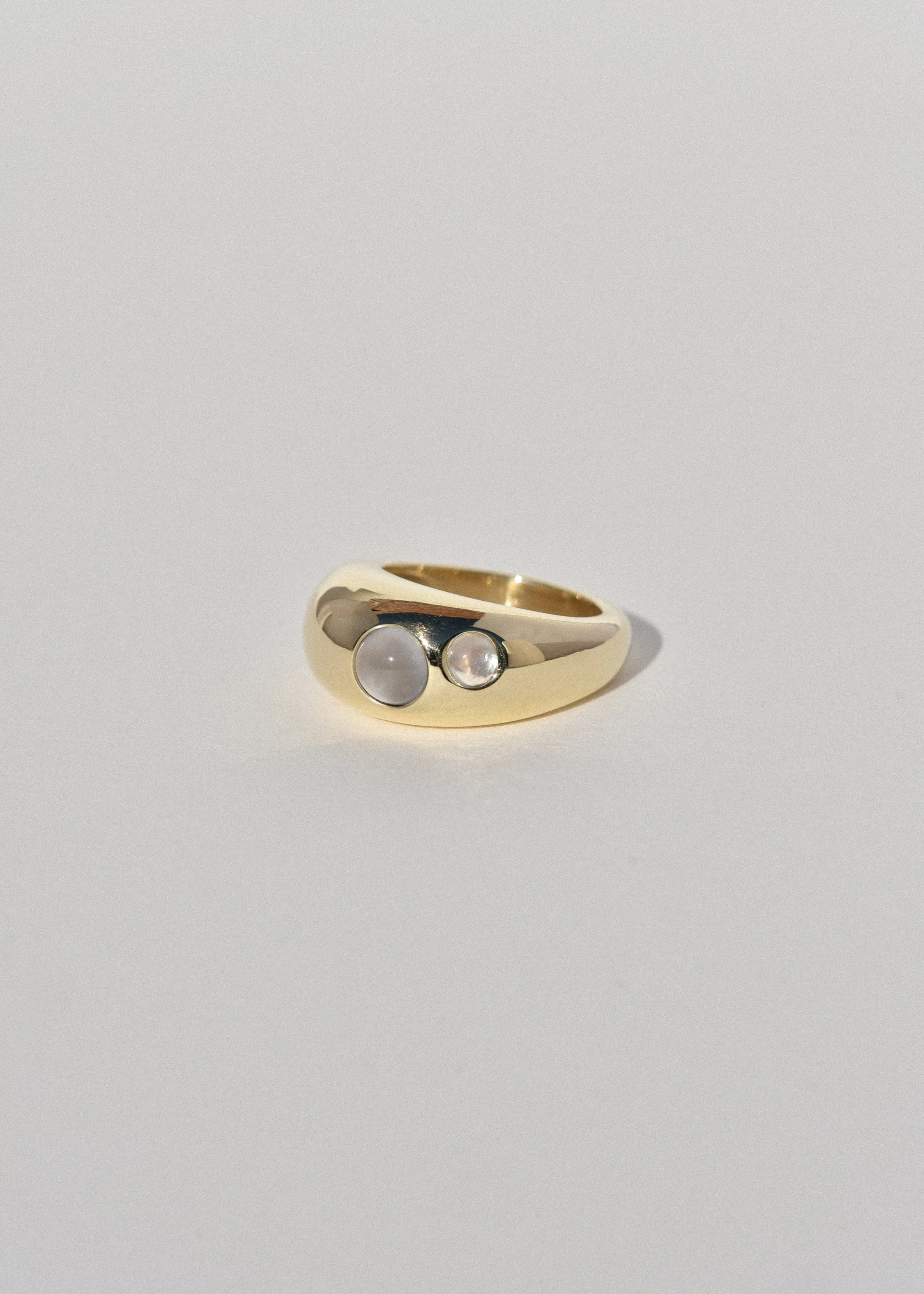 Brass Pebble Ring- Chalcedony and Moonstone