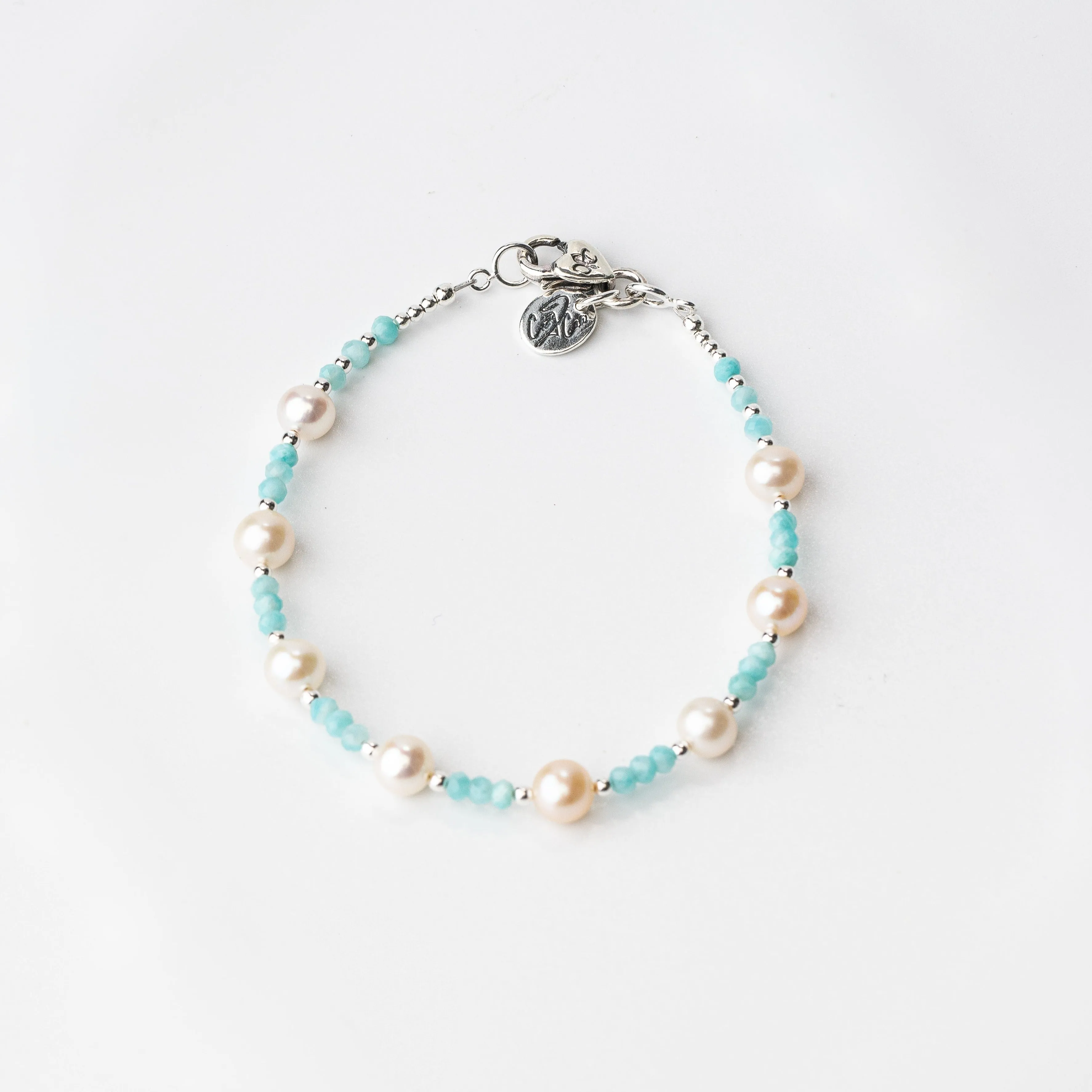 Breakfast at Cristy's Signature Pearl & Amazonite Bracelet