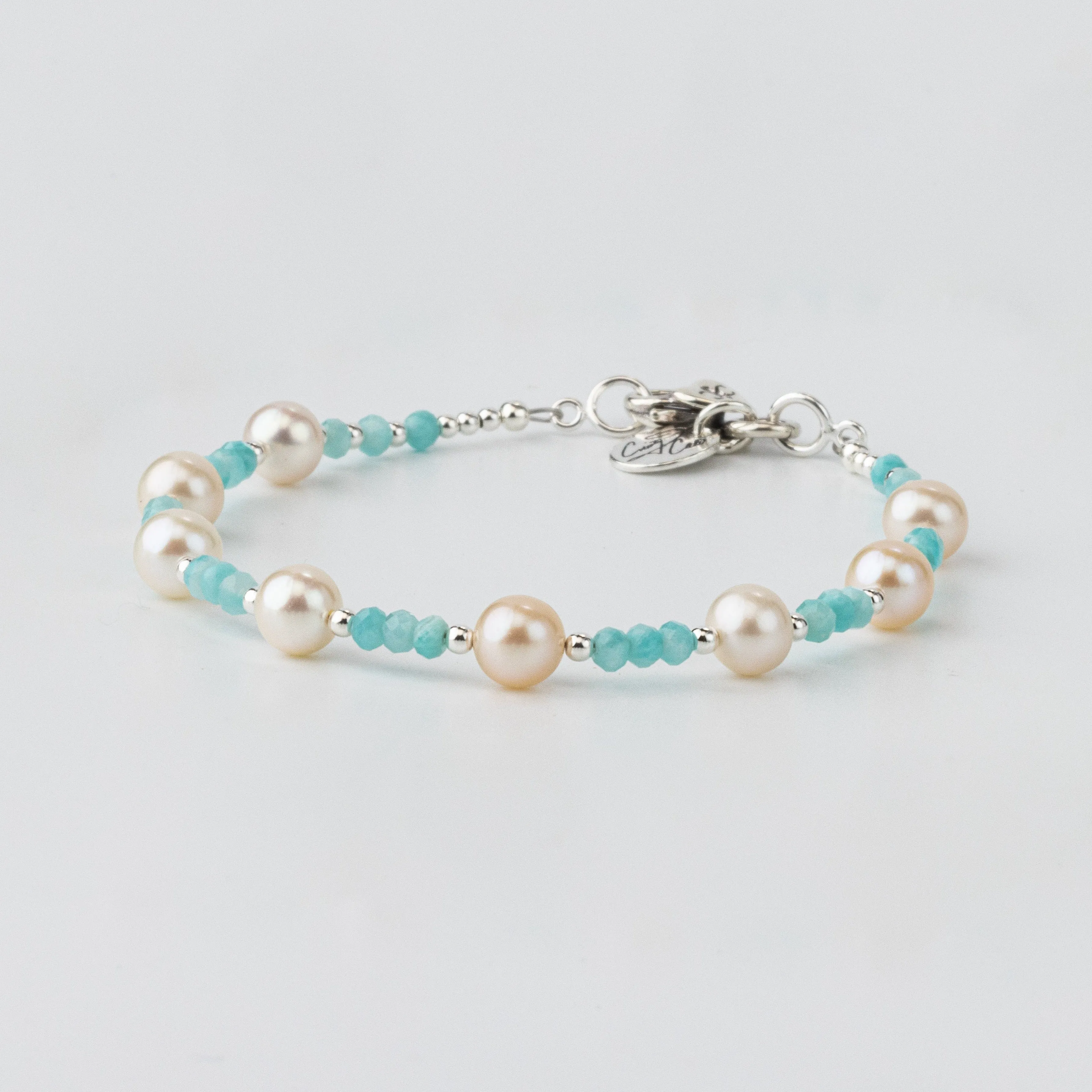 Breakfast at Cristy's Signature Pearl & Amazonite Bracelet