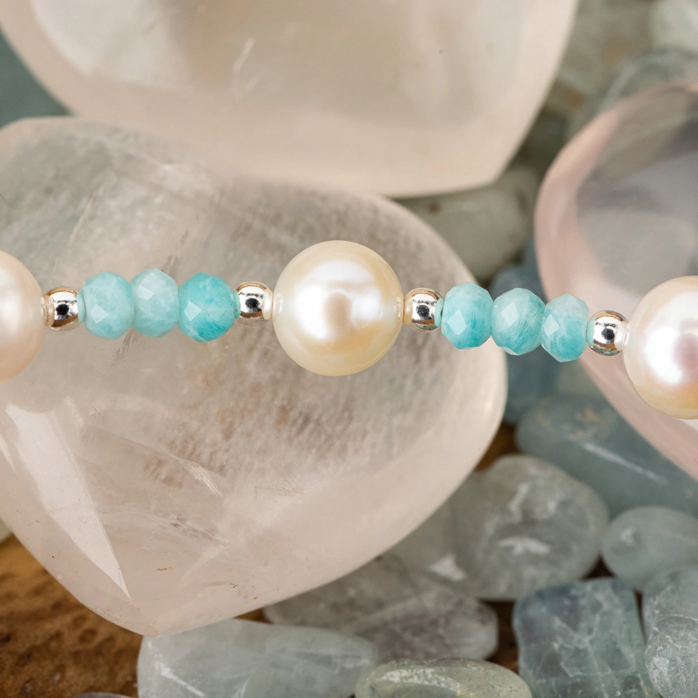 Breakfast at Cristy's Signature Pearl & Amazonite Bracelet