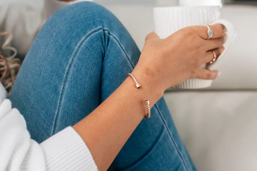 Cable Cuff Cremation Bracelet in Sterling Silver