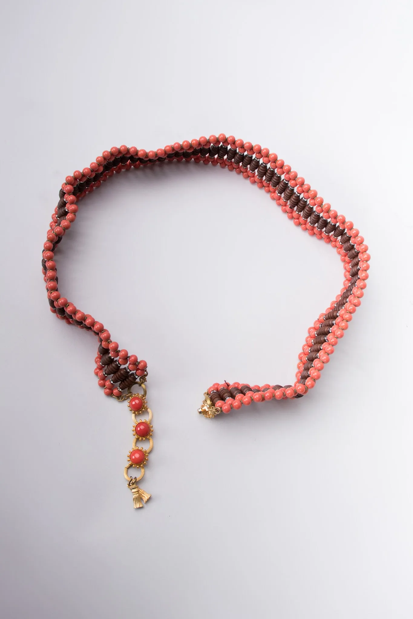 Carved Abacus Bead Belt