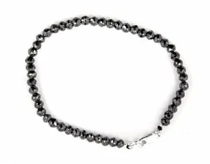 Certified 4 mm Black Diamonds Beaded Bracelet with Sterling Silver, Great Sparkle with Excellent Quality