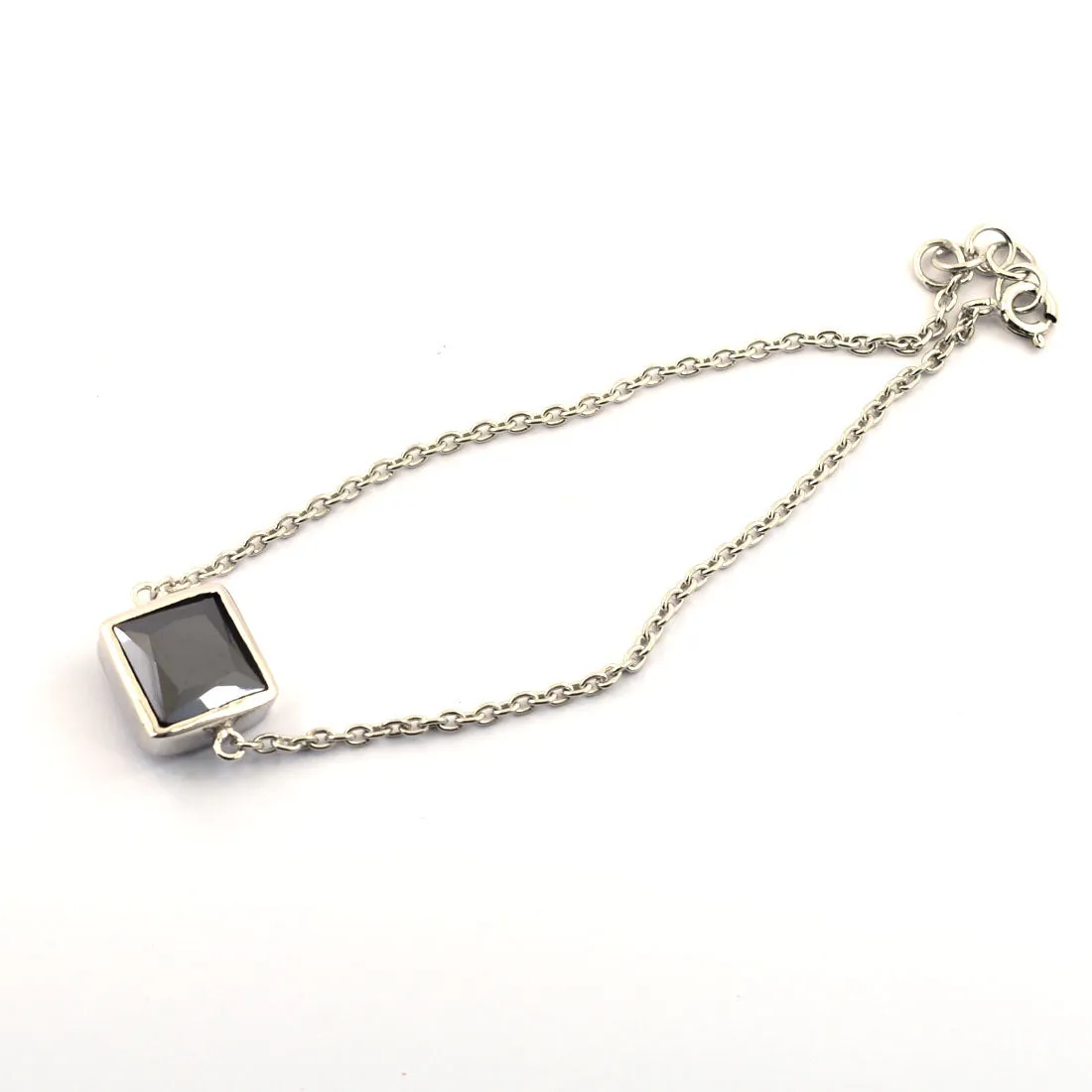 Certified Black Diamond Chain Bracelet in Bezel, 5 Ct Princess Cut! Very Elegant & Great Shine