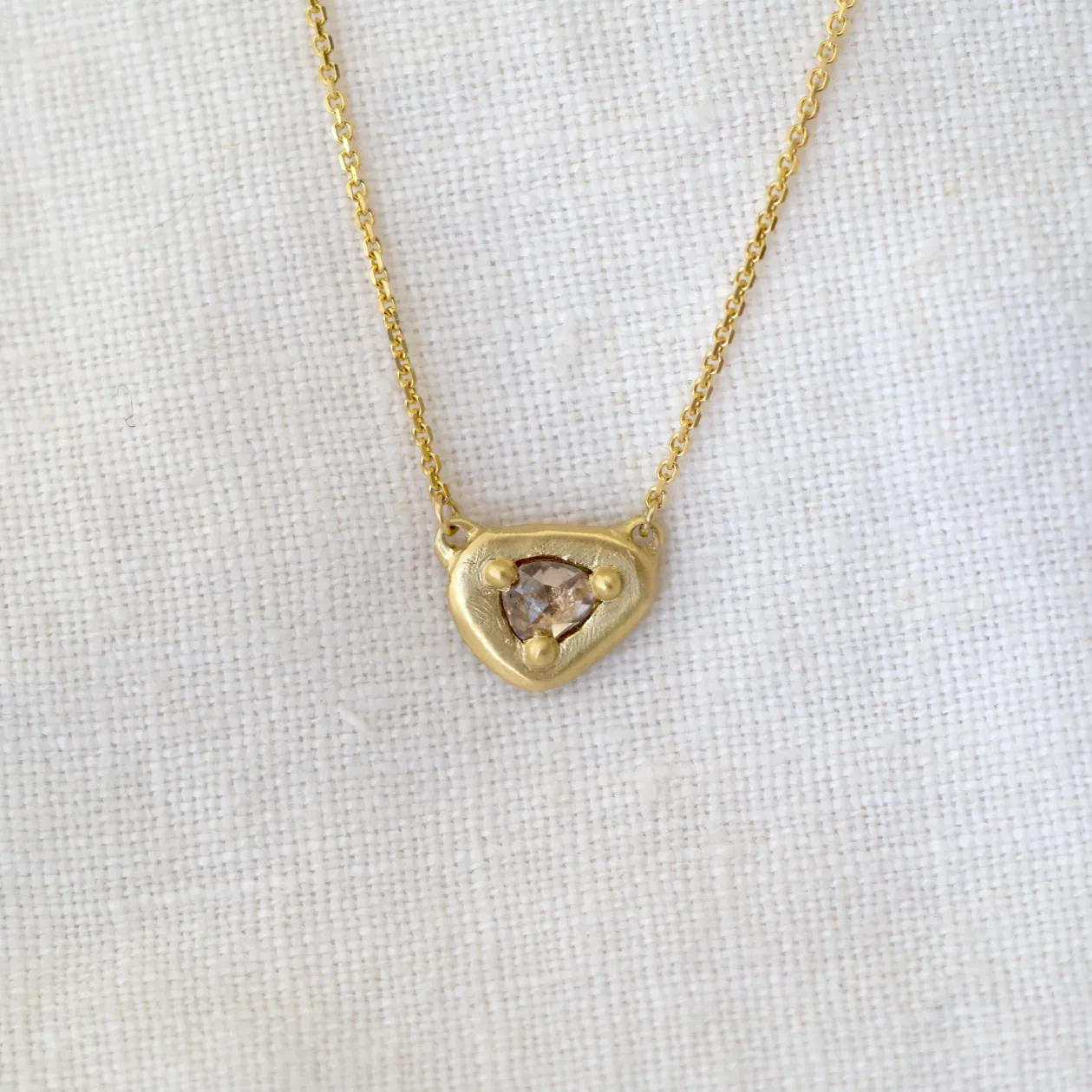 Champagne Diamond Pear Plate Necklace - One of a Kind
