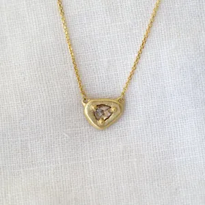 Champagne Diamond Pear Plate Necklace - One of a Kind