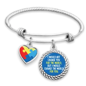 Change The World For You Autism Awareness Charm Bracelet