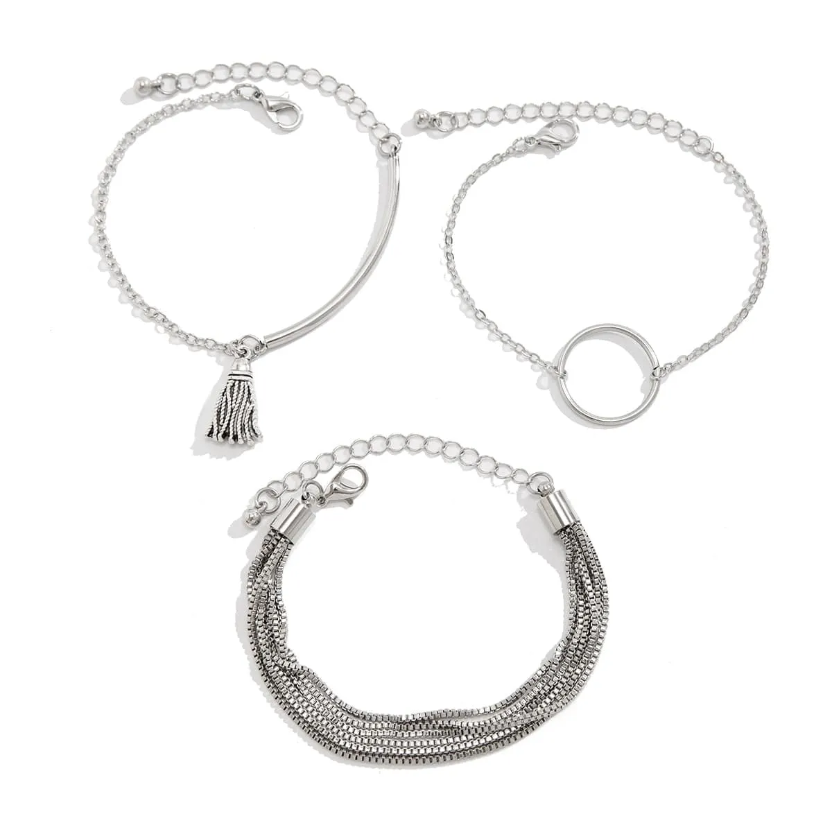 Chc Multi-Layered Tassel Ring Bracelet Set