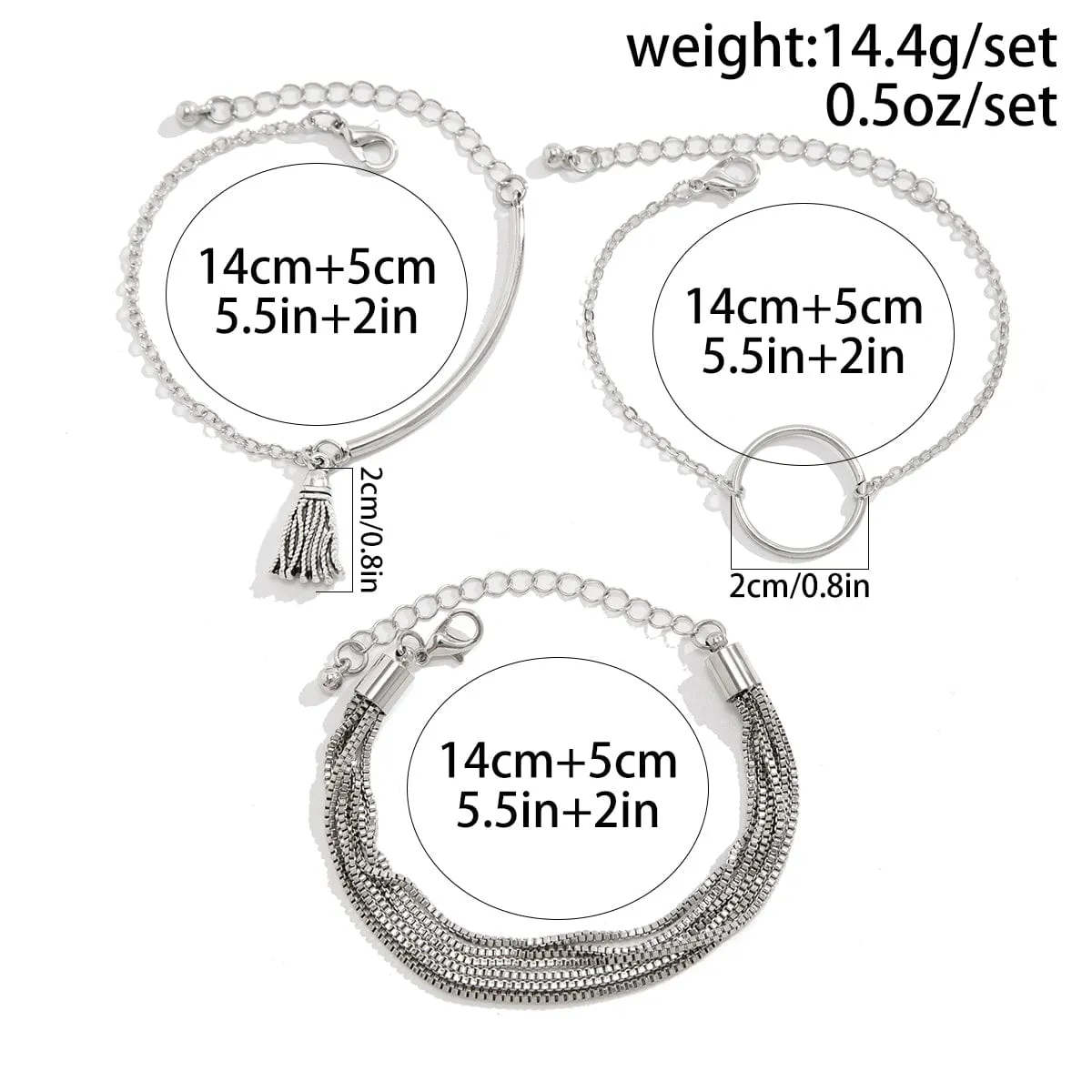 Chc Multi-Layered Tassel Ring Bracelet Set