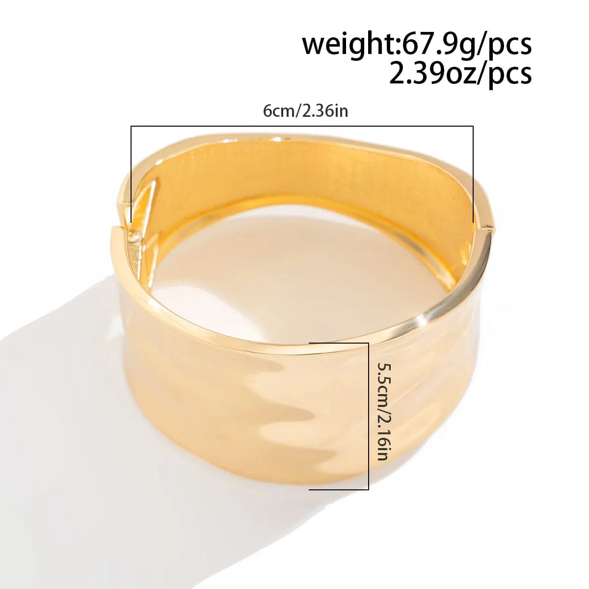 Chunky Gold Silver Plated Ripple Wide Cuff Bangle Bracelet