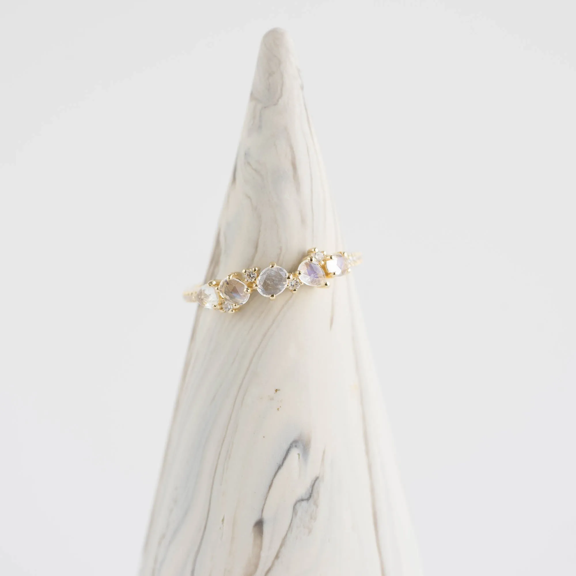 Clara Moonstone and Diamond Band Ring