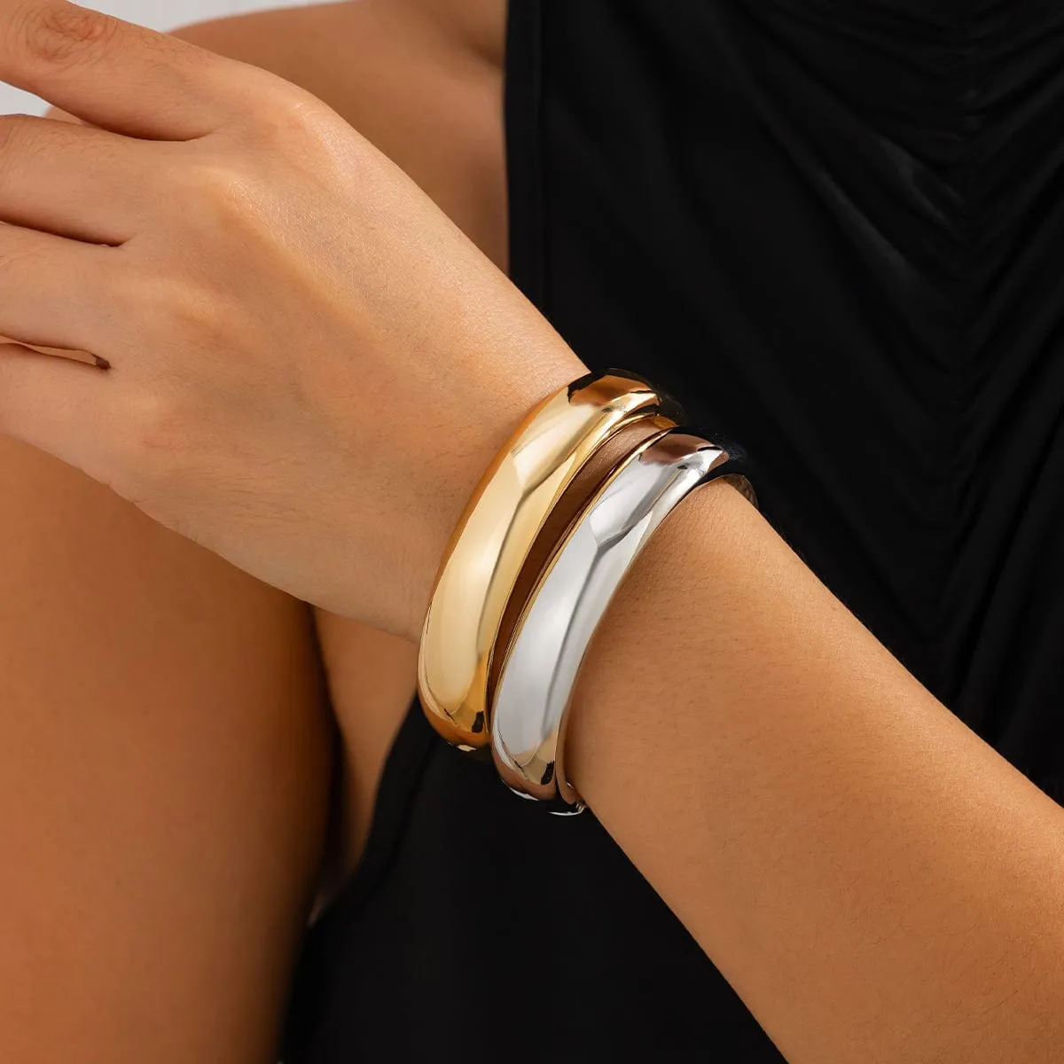 Classic Gold Silver Plated Bangle Bracelet