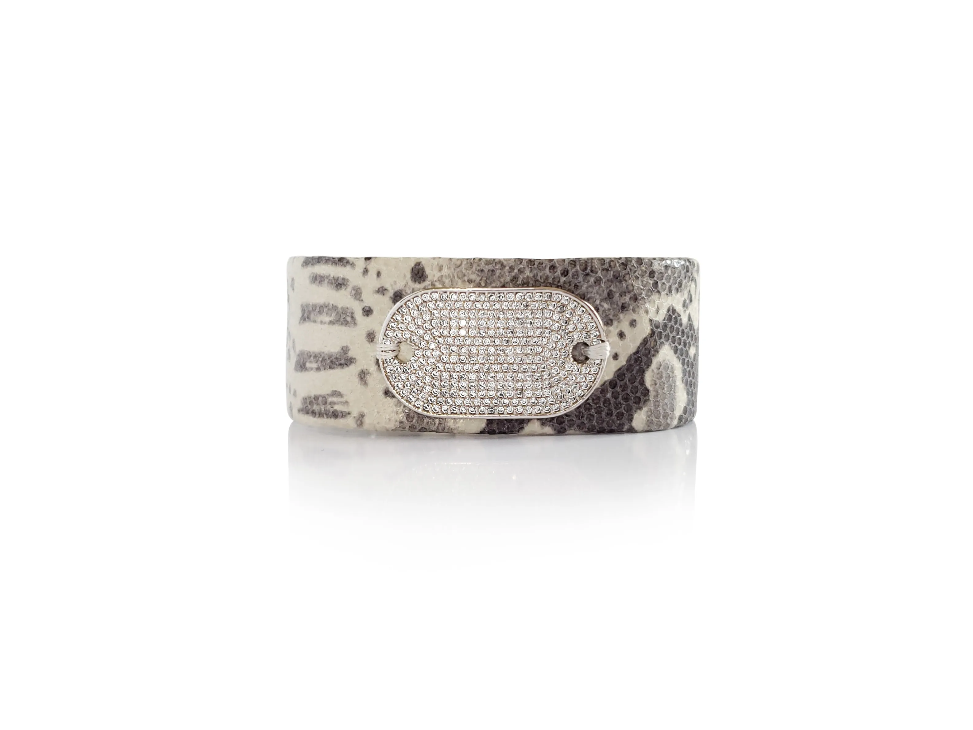Classic Silver Rectangle Micro Pave SZ Tag Bracelet