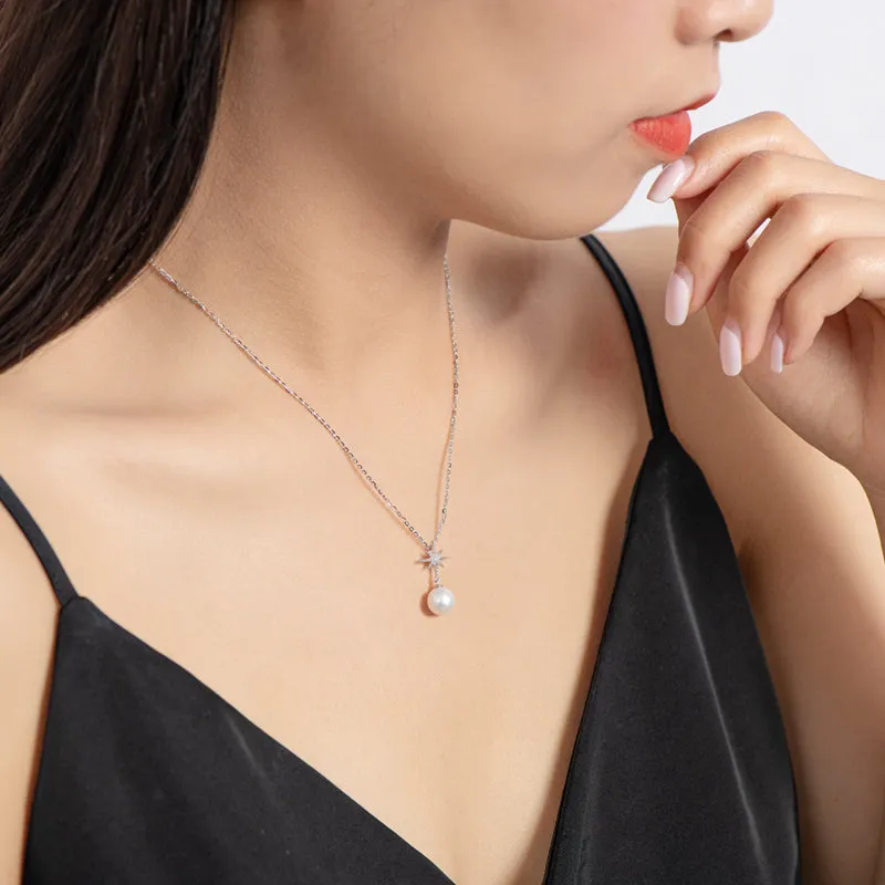 Classic Starfish Geniune Freshwater Pearl Pendant Necklace