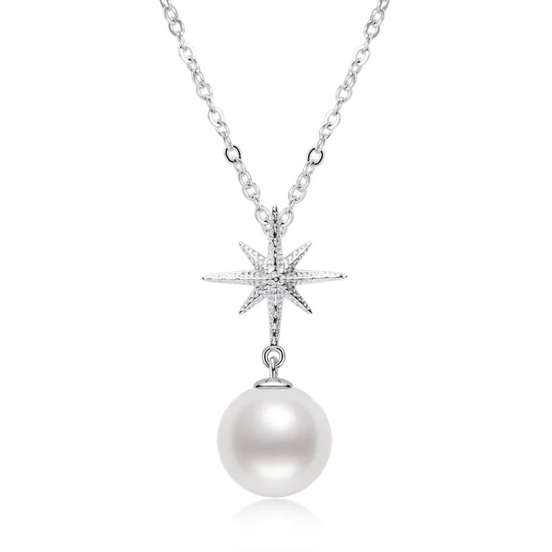 Classic Starfish Geniune Freshwater Pearl Pendant Necklace