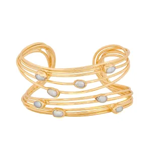 Cleopatra Pearl Dewdrop Gold Cuff Bracelet