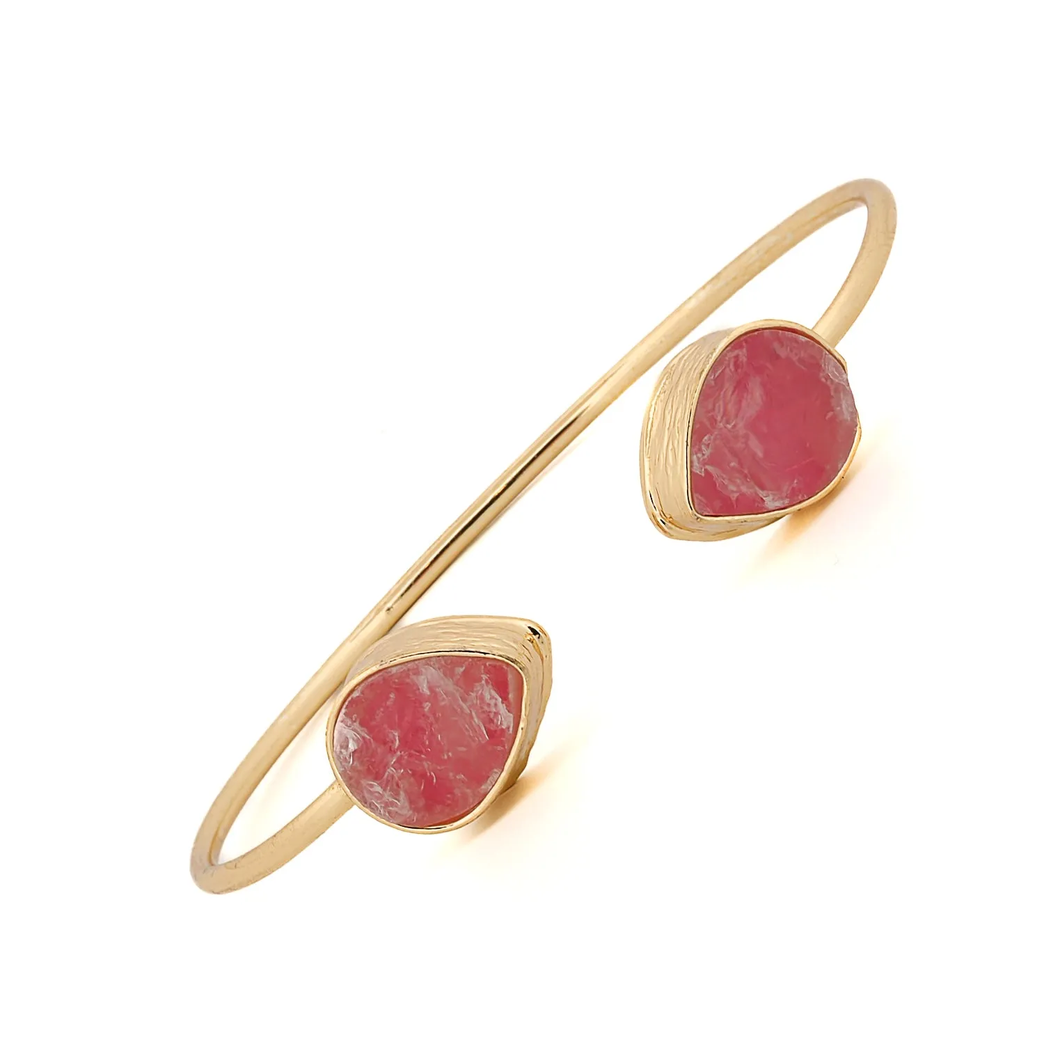 Cleopatra Pink Agate Gemstone Gold Cuff Bracelet