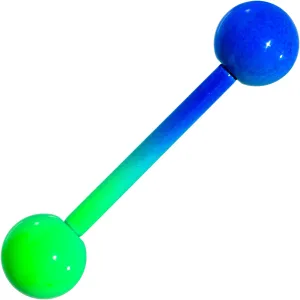 Color Plated Green Blue Fade Barbell Tongue Ring