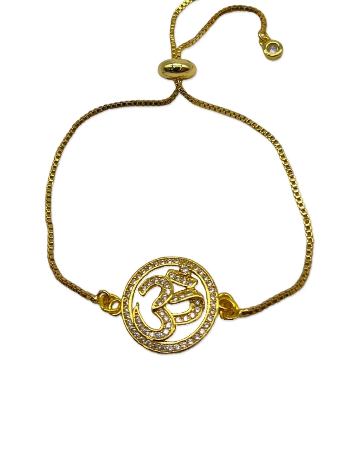 (Combo of 2) Unique Gold Plated Diamond Studded Om Rakhi Thread & Bracelet For Raksha Bandhan
