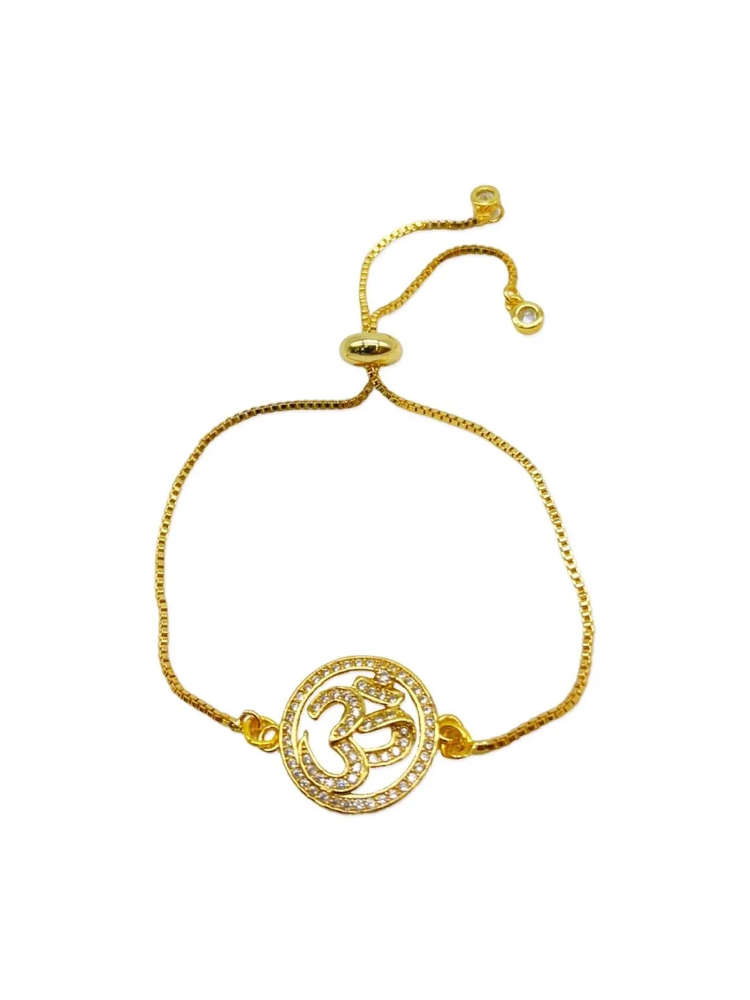 (Combo of 2) Unique Gold Plated Diamond Studded Om Rakhi Thread & Bracelet For Raksha Bandhan