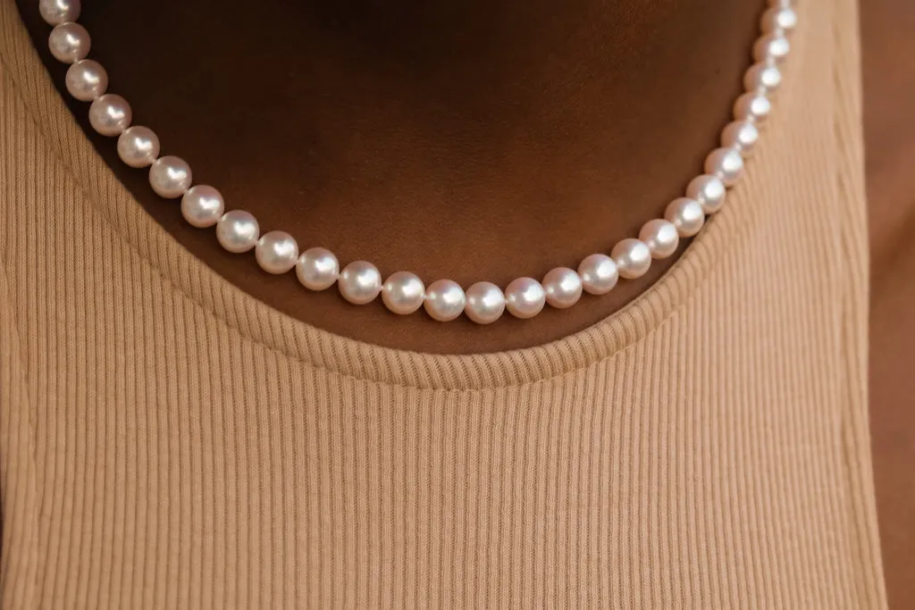 Creamy Rosé Akoya 7mm Pearl Strand
