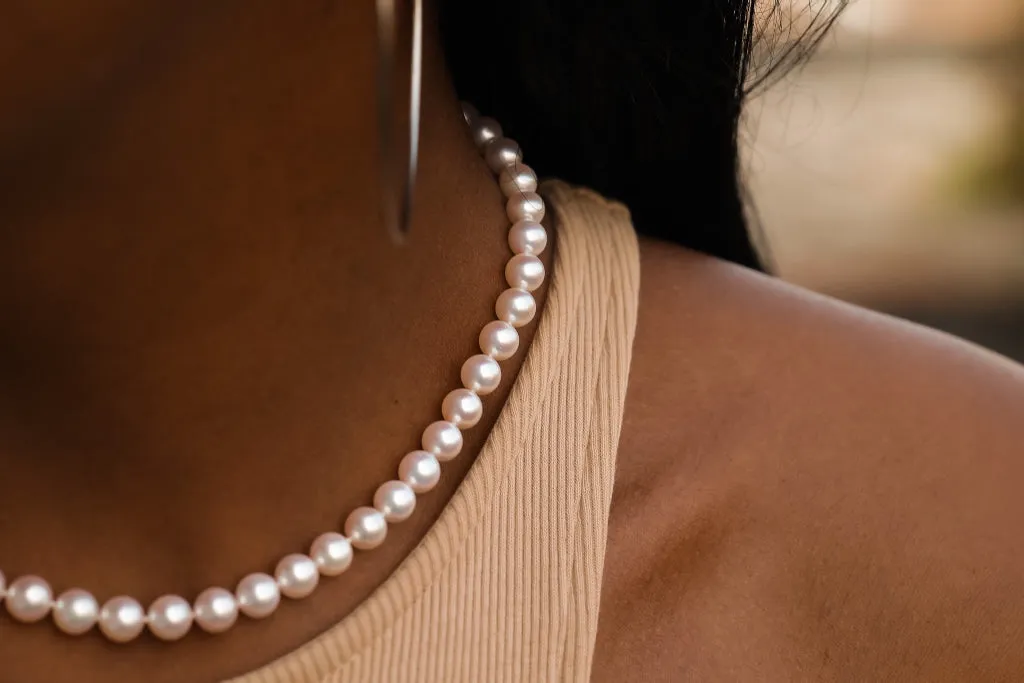 Creamy Rosé Akoya 7mm Pearl Strand