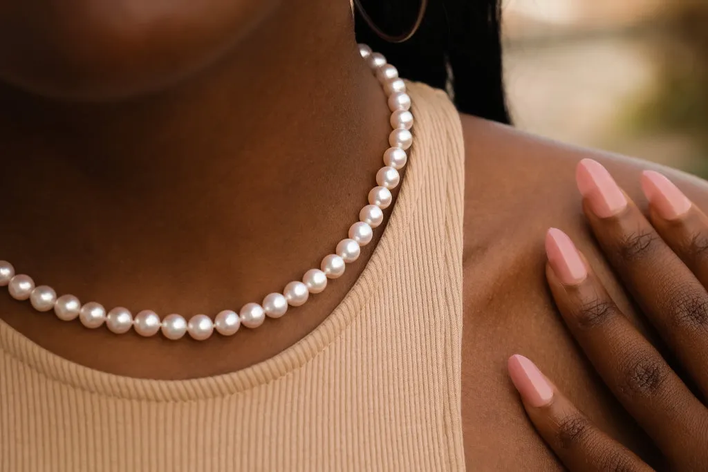 Creamy Rosé Akoya 7mm Pearl Strand