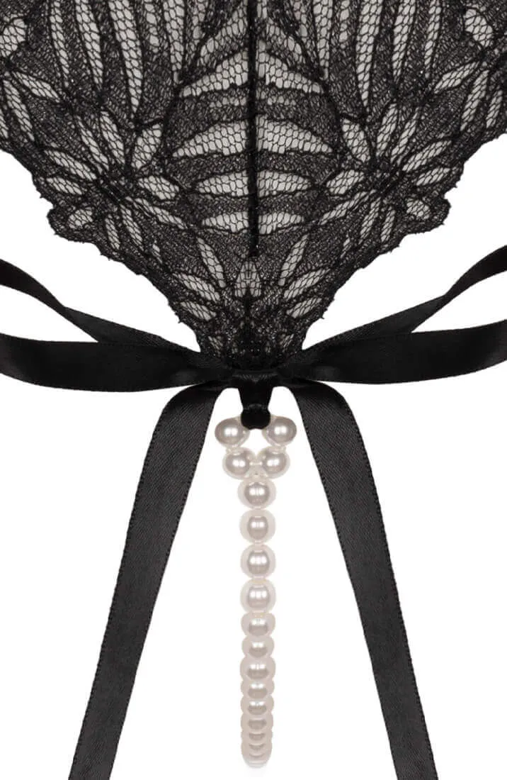 Crotchless thong with white pearl string - Destino G-string