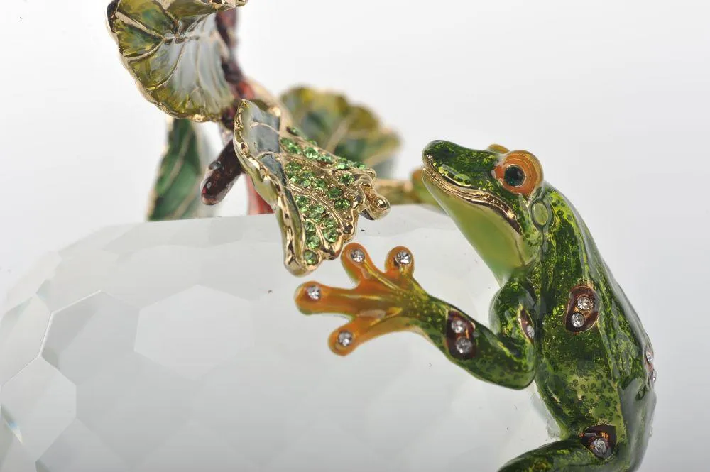 Crystal Apple with a Green Frog on it